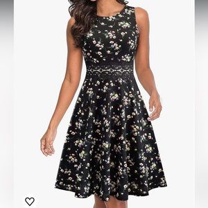 HOMEYEE Women’s Cocktail A-Line Embroidery Casual Party Summer Dress